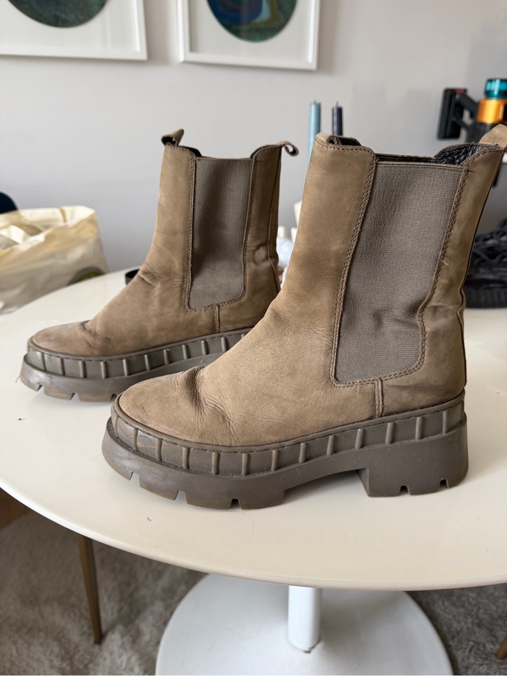 Steve Madden Taupe Platform Chelsea Boots